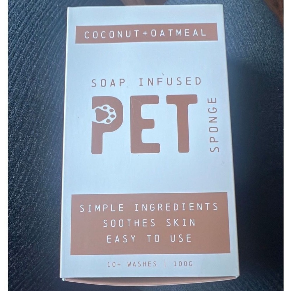 EasySuds Soap Infused Pet Sponge Cats and Dogs 100g Coconut Oatmeal‎ Brown